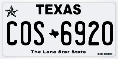 TX license plate COS6920