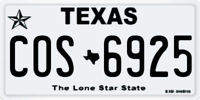 TX license plate COS6925