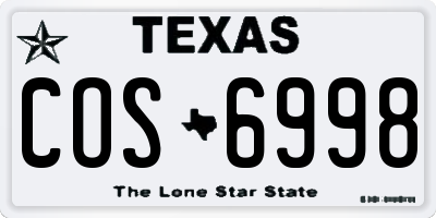 TX license plate COS6998