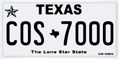 TX license plate COS7000