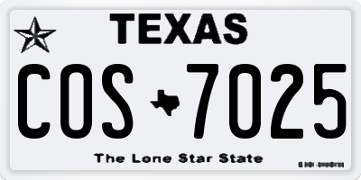 TX license plate COS7025