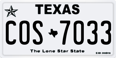 TX license plate COS7033