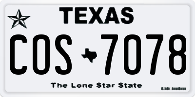 TX license plate COS7078