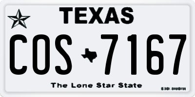 TX license plate COS7167
