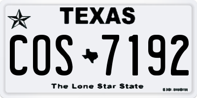 TX license plate COS7192
