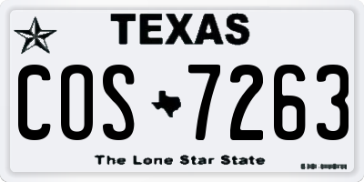 TX license plate COS7263