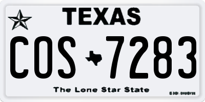 TX license plate COS7283