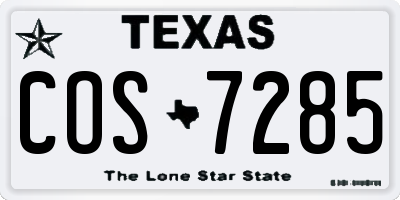 TX license plate COS7285