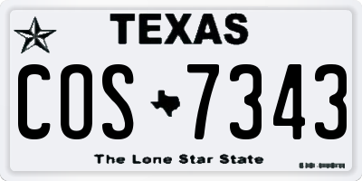TX license plate COS7343