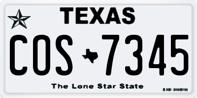 TX license plate COS7345