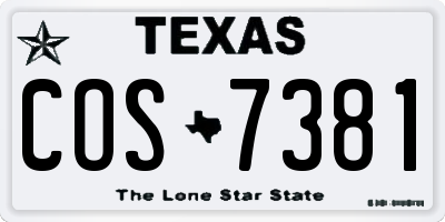 TX license plate COS7381