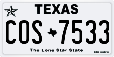 TX license plate COS7533