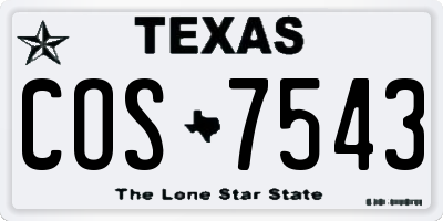 TX license plate COS7543