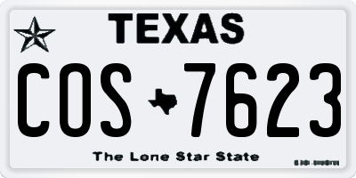 TX license plate COS7623