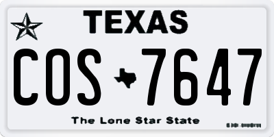 TX license plate COS7647