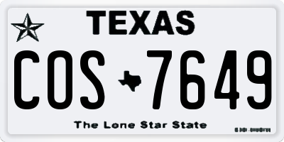 TX license plate COS7649