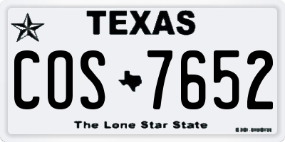 TX license plate COS7652