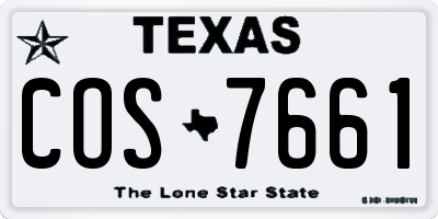 TX license plate COS7661