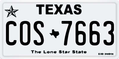 TX license plate COS7663