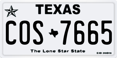 TX license plate COS7665