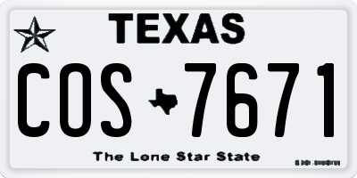 TX license plate COS7671