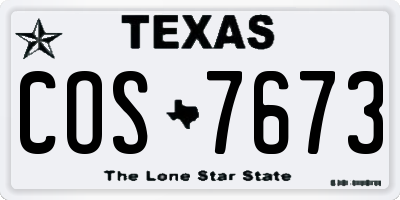 TX license plate COS7673