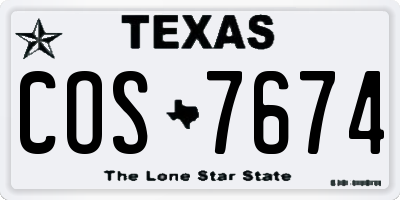 TX license plate COS7674