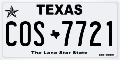 TX license plate COS7721