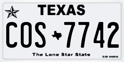 TX license plate COS7742