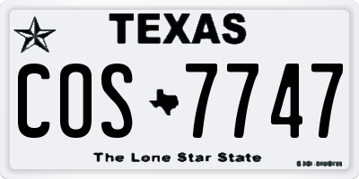 TX license plate COS7747