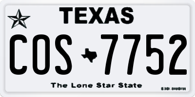 TX license plate COS7752