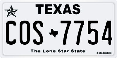 TX license plate COS7754