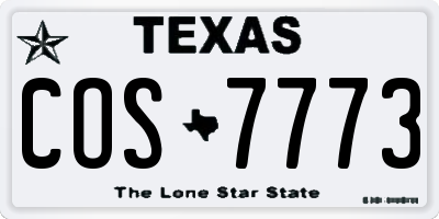 TX license plate COS7773