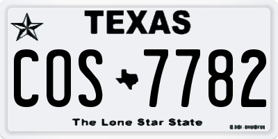 TX license plate COS7782