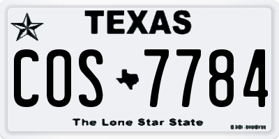 TX license plate COS7784