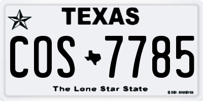 TX license plate COS7785
