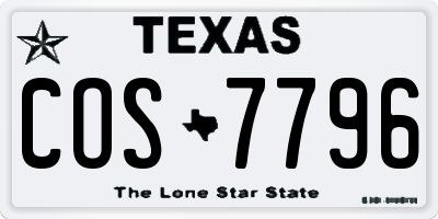 TX license plate COS7796