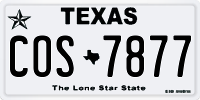 TX license plate COS7877