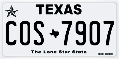 TX license plate COS7907