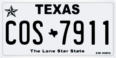 TX license plate COS7911