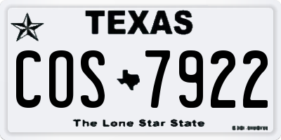 TX license plate COS7922