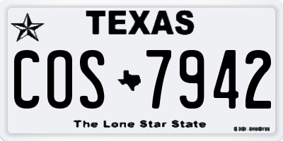 TX license plate COS7942