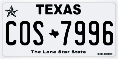 TX license plate COS7996