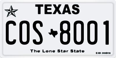 TX license plate COS8001