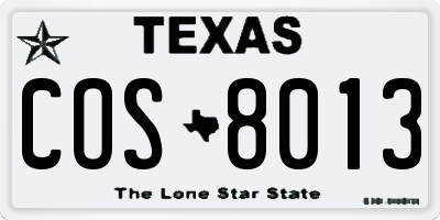 TX license plate COS8013