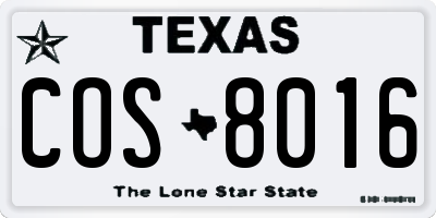 TX license plate COS8016