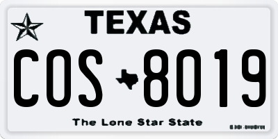 TX license plate COS8019