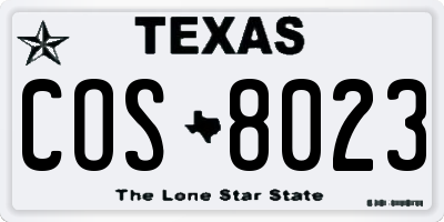 TX license plate COS8023