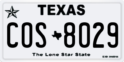 TX license plate COS8029