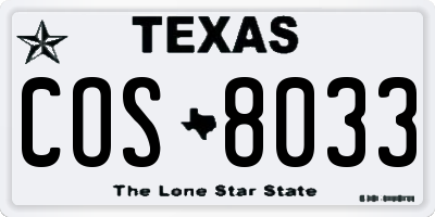 TX license plate COS8033